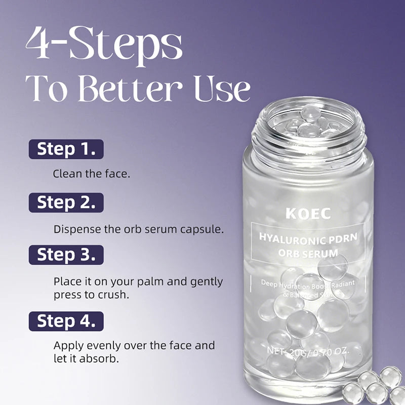 Hyaluronic Acid & Salmon DNA PDRN Beads Serum for Face – Hydrating, Firming, Anti-Aging, Brightening Korean Skincare Essence