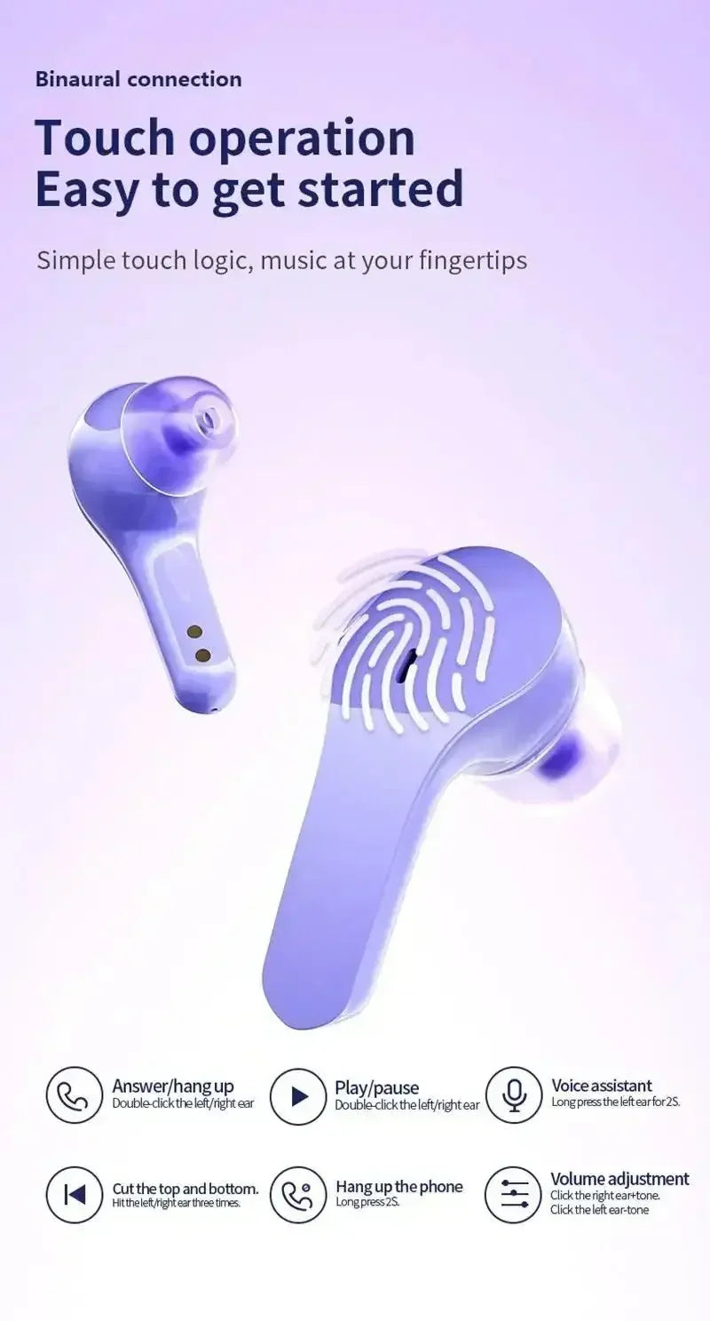 Original T8 TWS Wireless Bluetooth Earbuds with Transparent Case, ENC Noise Reduction, Digital Display & Stereo Sound – Compatible with All Smartphones