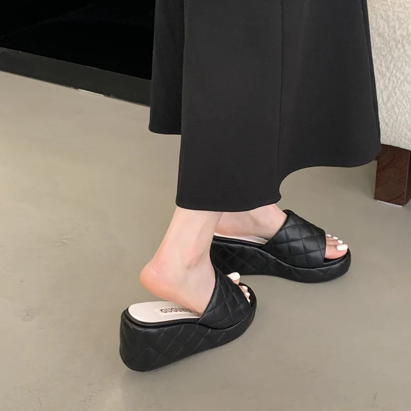 Women's Wedge Heel Slippers – Casual Summer Platform Sandals
