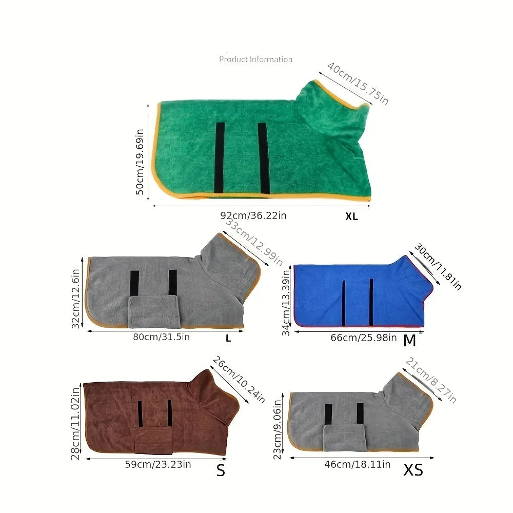 Pet Absorbent Bathrobe Towel – Quick-Dry Full-Body Wrap for Dogs & Cats