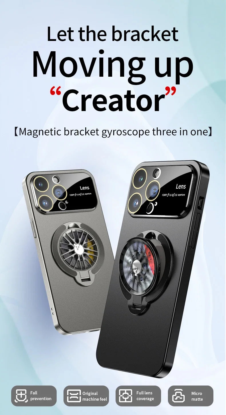 MagSafe Rotating Gyro Stand Phone Case with Camera Lens Protection for iPhone 16/15/14/13/12/11 Pro Max & Plus