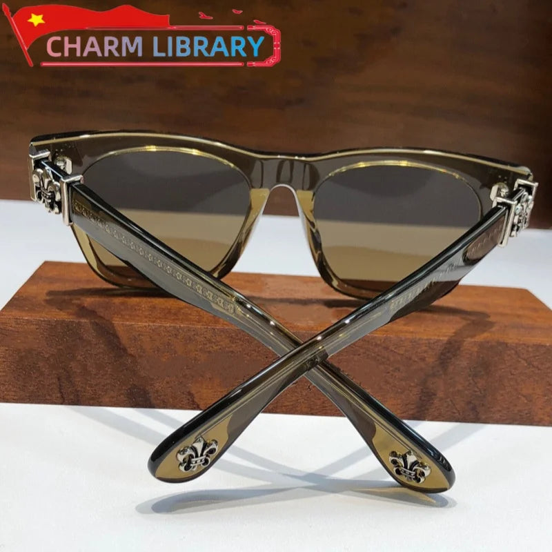 Charm Library Acetate Rectangle Sunglasses — UV400 Retro Style for Women