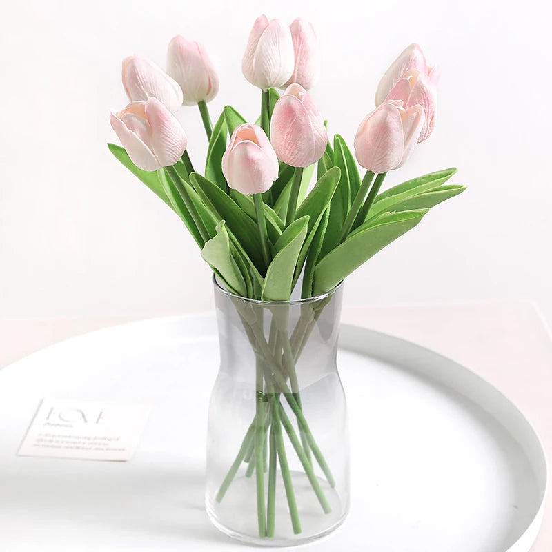 10Pcs Of Artificial Plant Tulip Soft Pole Room Dining Table Decoration Wedding Party Garden DIY Christmas Anniversary Decor