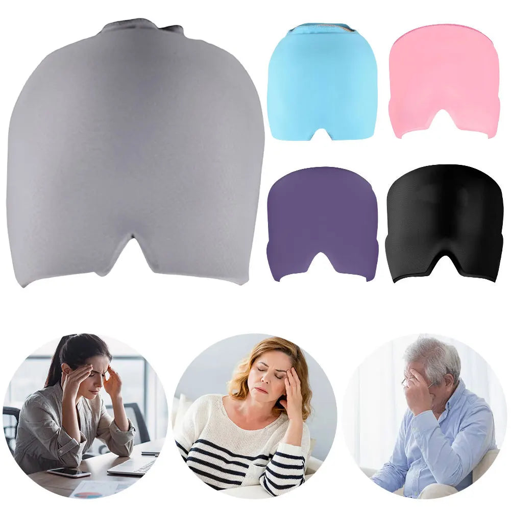 Migraine Relief Cap – Gel Ice Head Wrap with Cold Compress Therapy & Eye Mask