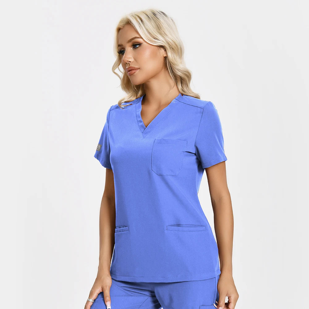 Women’s Antibacterial Scrubs Set – Soft V-Neck Top & Wrinkle-Resistant Pants
