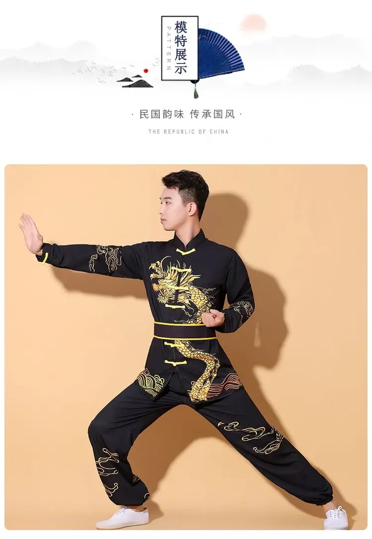 2025 festival performance martial arts clothes dragon and lion dance drum training costume new classic kungfu exercise tracksuit