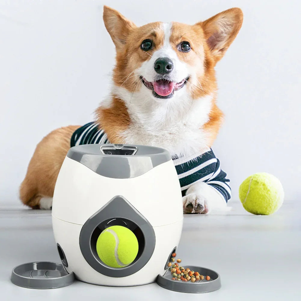 Dog Interactive Treat Dispenser Puzzle Toy with Tennis Ball Reward System