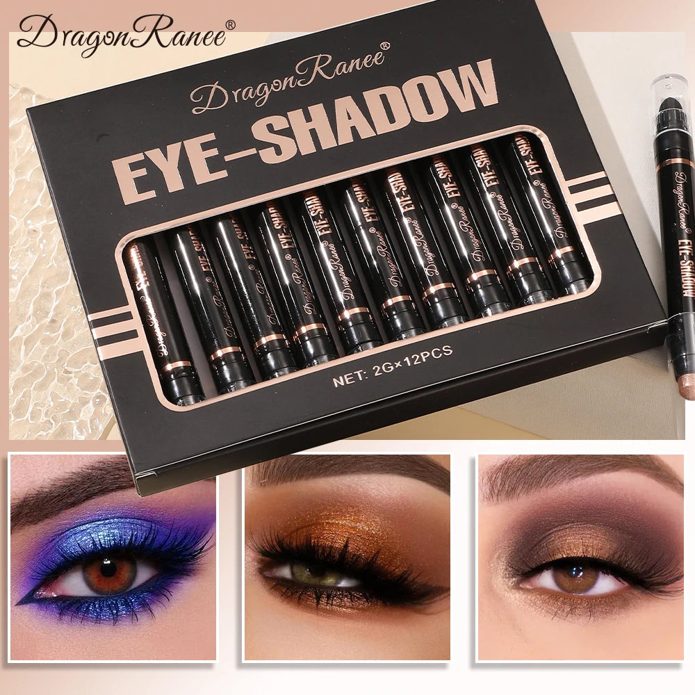 12-Piece Eyeshadow Pen Set – Pearlescent Shimmer, Silky Smooth, Smudge-Resistant, Long-Lasting Eye Makeup Kit
