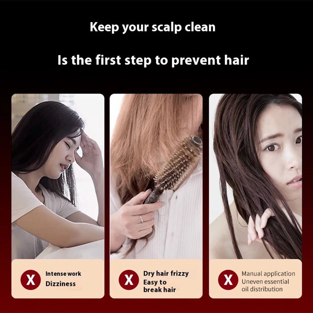 Electric Vibration Massage Comb Portable Scalp Massager with Oil Applicator, Hair Follicle Care Comb for Scalp Relaxation and Hair Care