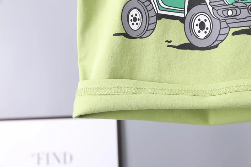 2025 New Summer Baby Boys Clothing Set Cotton Car Short Sleeve T-Shirt Pants 2Pcs Outfits for 1-4 Years Kids Children Tracksuits