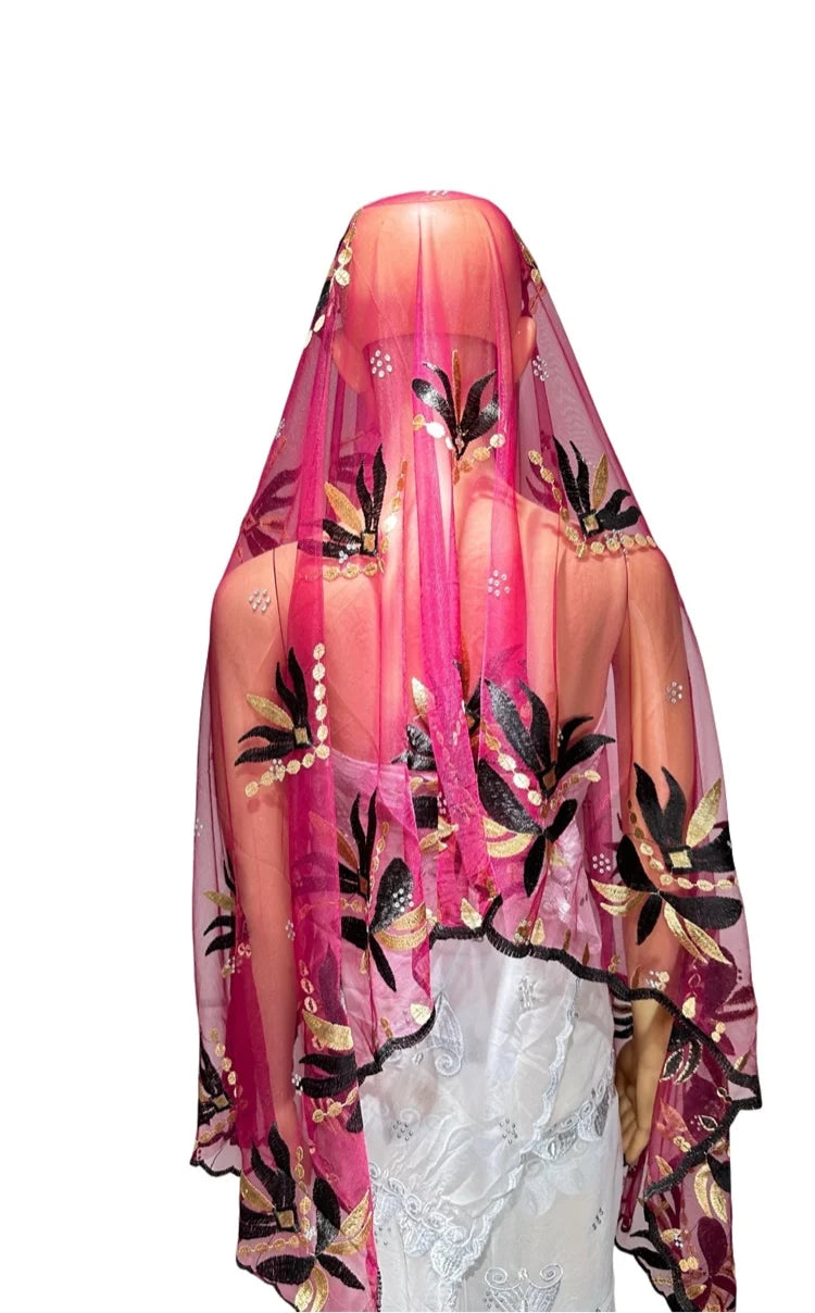 Women's Embroidered Voile Hijab Scarf