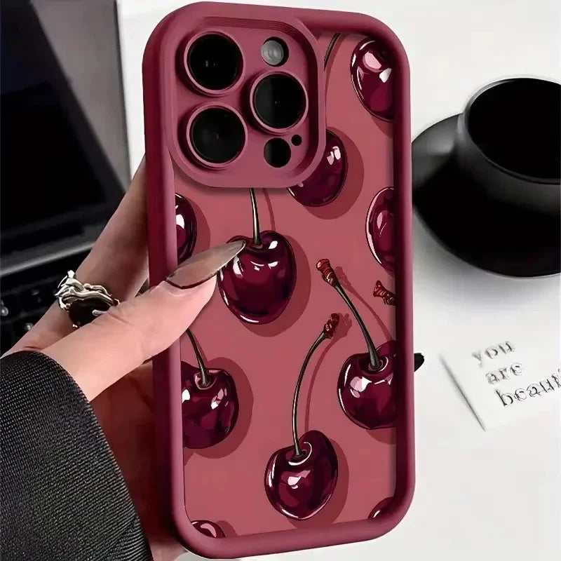 Cute Strawberry Cherry Silicone Phone Case for Motorola