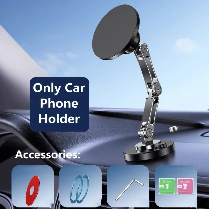 15W Magnetic Wireless Car Charger Mount – Strong MagSafe Phone Holder with 360° Rotation & Fast Charging for iPhone 15/14/13/12