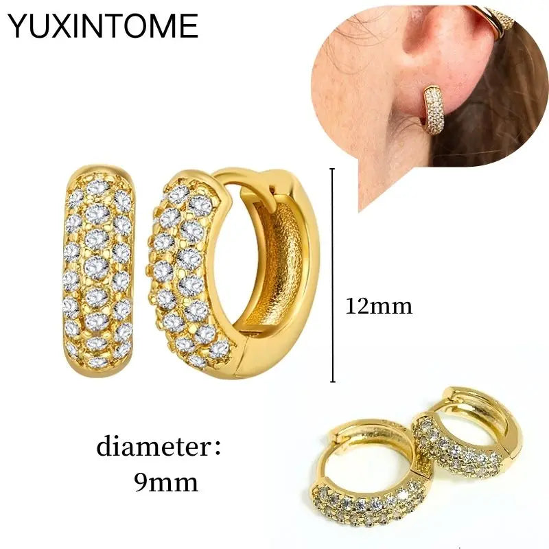 925 Sterling Silver Multi-Turn Hoop Earrings with White Zircon, Fashion Punk Jewelry for Women