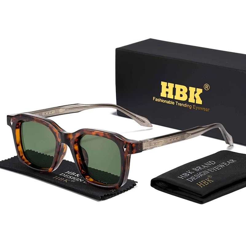 Square UV400 Sunglasses with Vintage Temple Tips — Unisex Fashion Eyewear