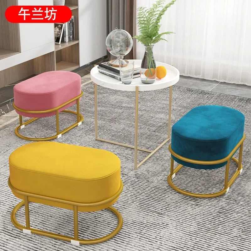 Seating Living Room Fabric Craft Shoe Changing Stool Home Doorway Sofa Stool Oval Rest Stool