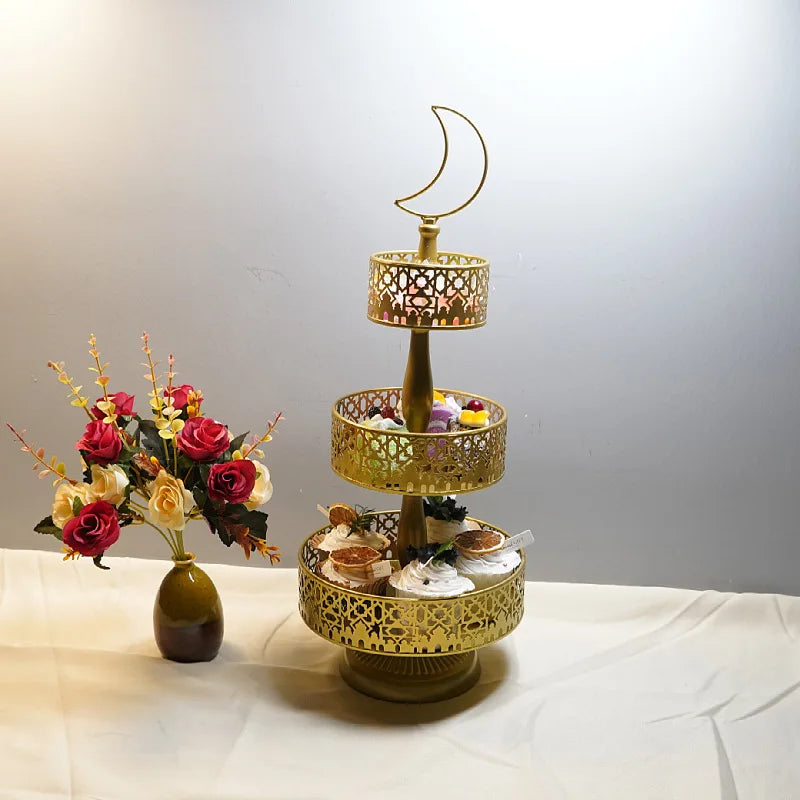 Three-Tier Castle Cake Stand – Multi-Layer Dessert Tray for Parties, Candy Display & Holiday Decoration