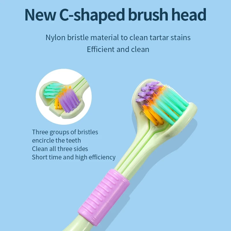 Three-Sided Toothbrush with Soft Ultra-Fine Bristles – Complete Oral Care & Gentle Teeth Cleaning