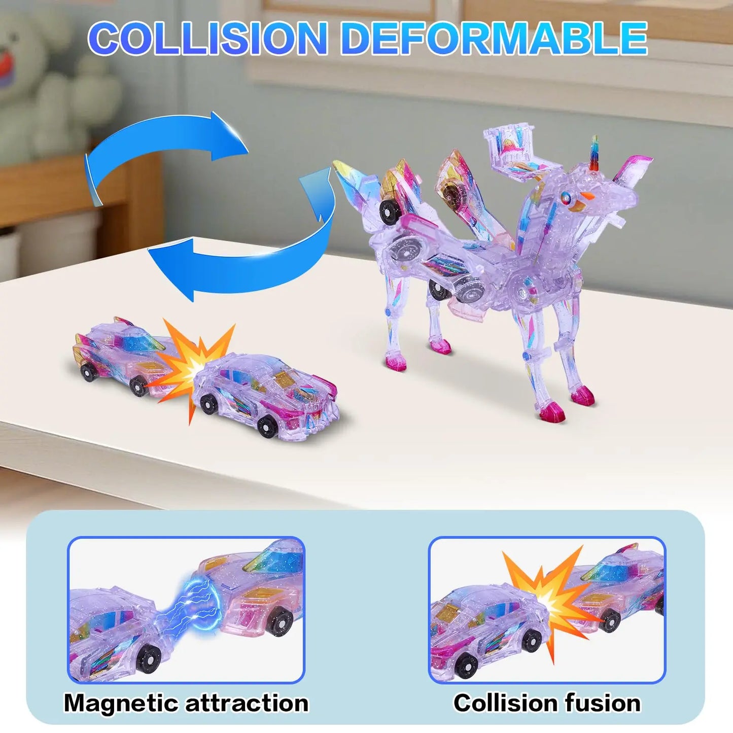 CONUSEA 2-in-1 Magnetic Shape-Shifting Deer Car Toy Set