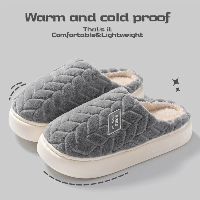 Women's Plush Cotton Slippers – Soft, Warm & Anti-Slip Indoor Footwear for Autumn & Winter