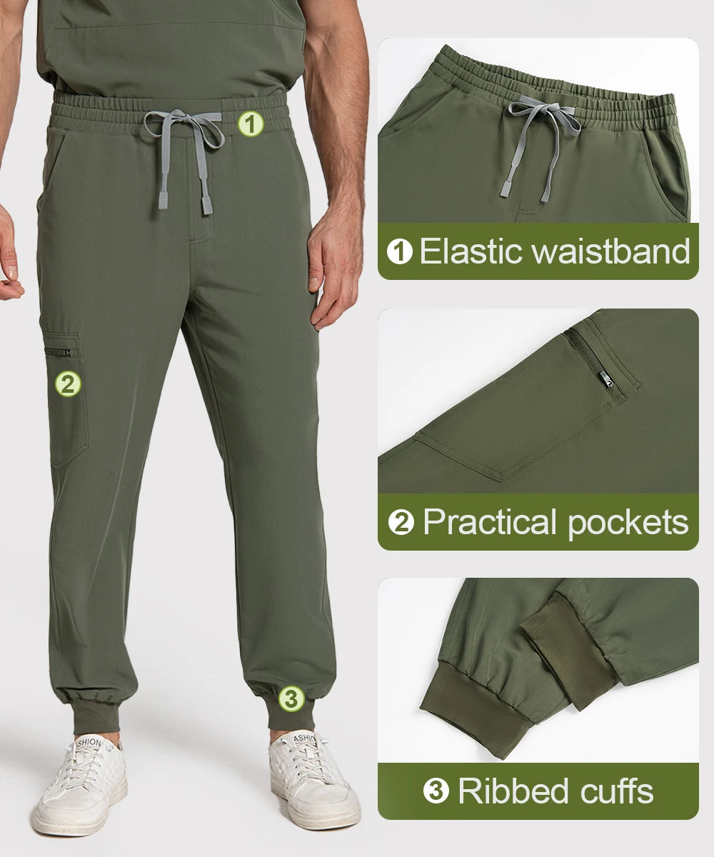 Men's Antibacterial Surgical Scrubs Set — Soft Breathable 2-Piece Medical Uniform