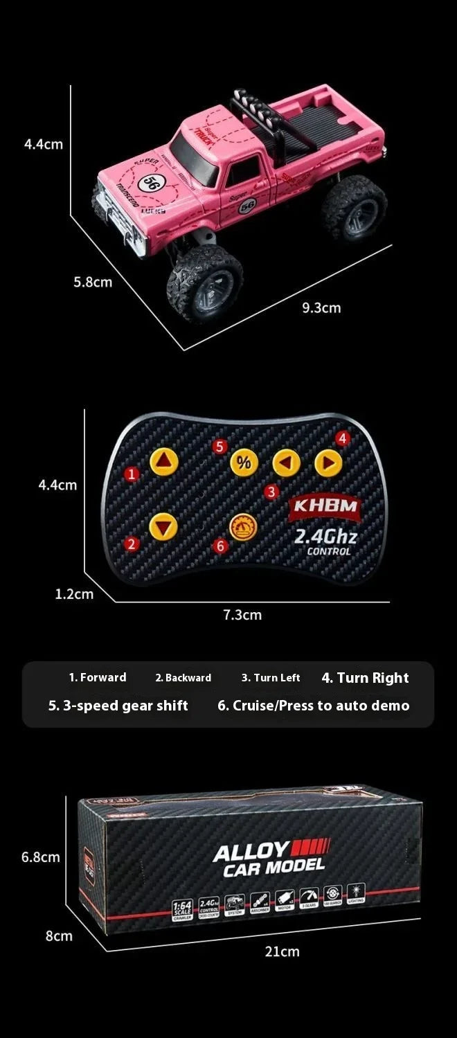 1/64 Scale Mini Alloy Remote Control Car – Portable RC Toy with Up to 60 Minutes Runtime – Fun Electronic Gift for Children