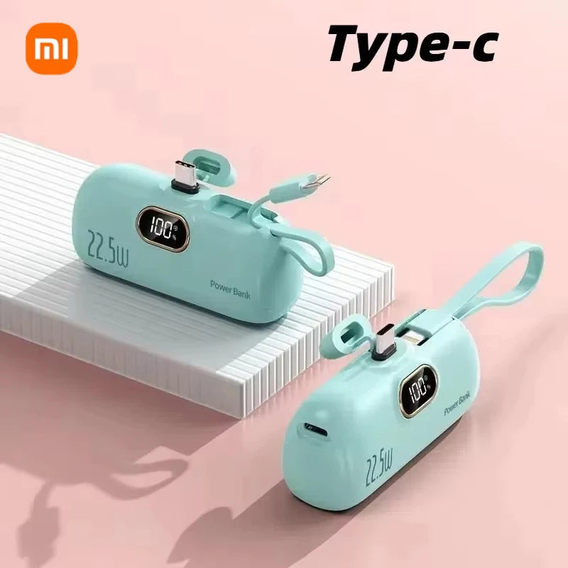 30000mAh Capsule Power Bank Fast Charge Portable Mobile Power Supply Emergency External Battery for Type-C, iPhone, Android