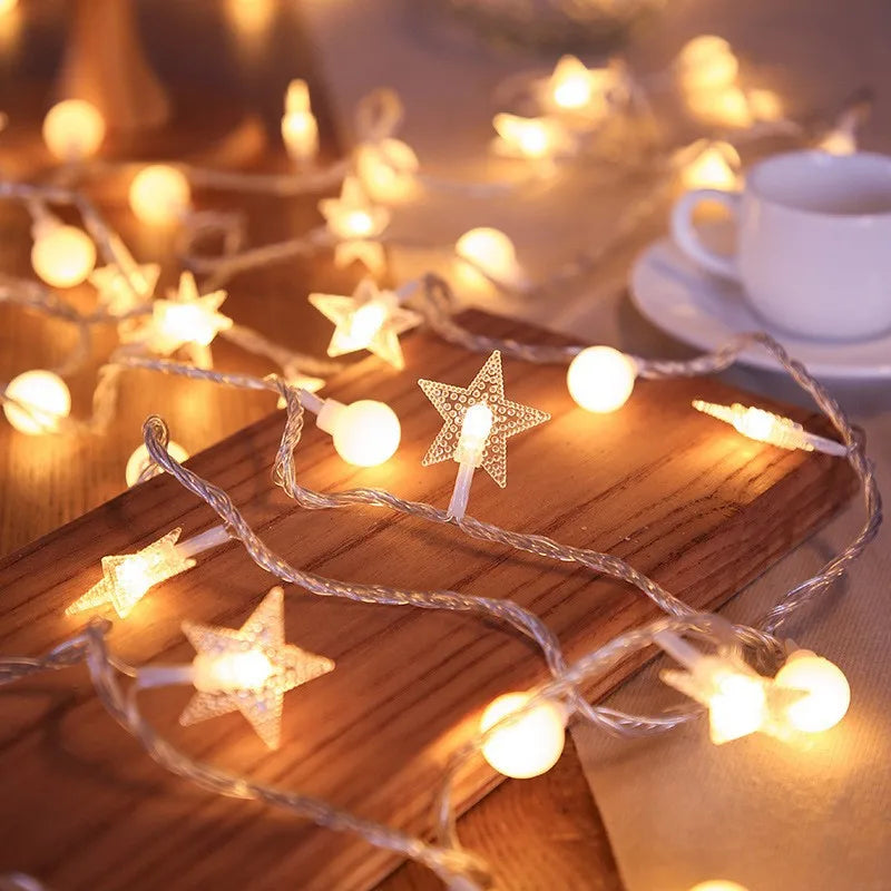 1.5m Fairy Ball String Lights 10 Led Lamp Snowflake Star Garland Light Christmas New Year Home Decor Birthday Party Supply