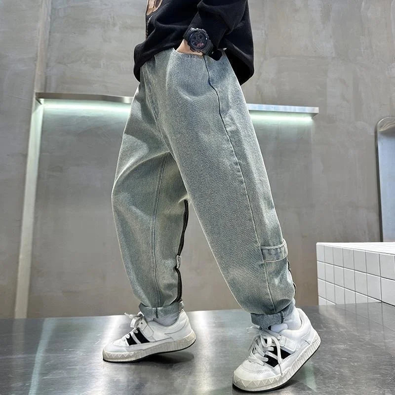Children's Retro Loose Straight Jeans – Wide Leg Denim Pants for Boys & Girls | Spring/Autumn