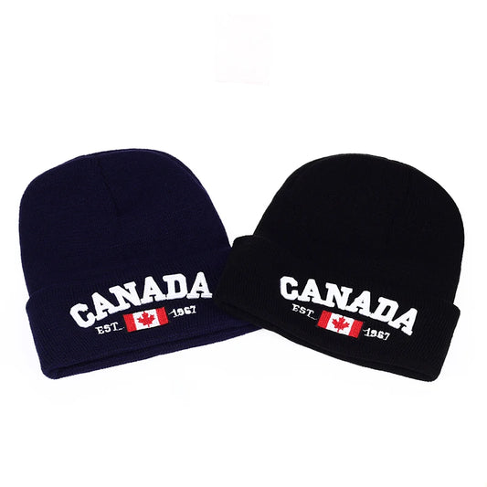 Knitted Hats For Men Women Canada Letter embroidery Cotton Caps Autumn Winter Hat Casual Boy cap Men Hats