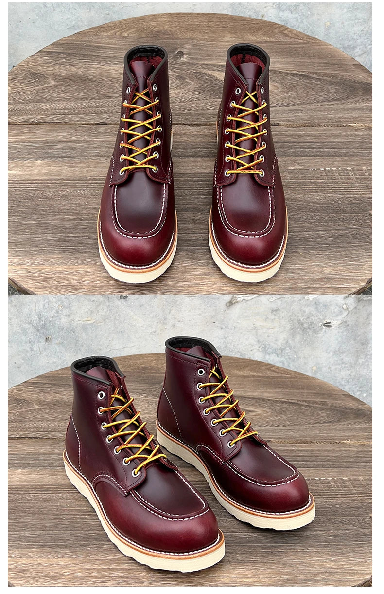Men’s Leather Work Boots – Durable Full-Grain Leather with Goodyear-Welt Construction