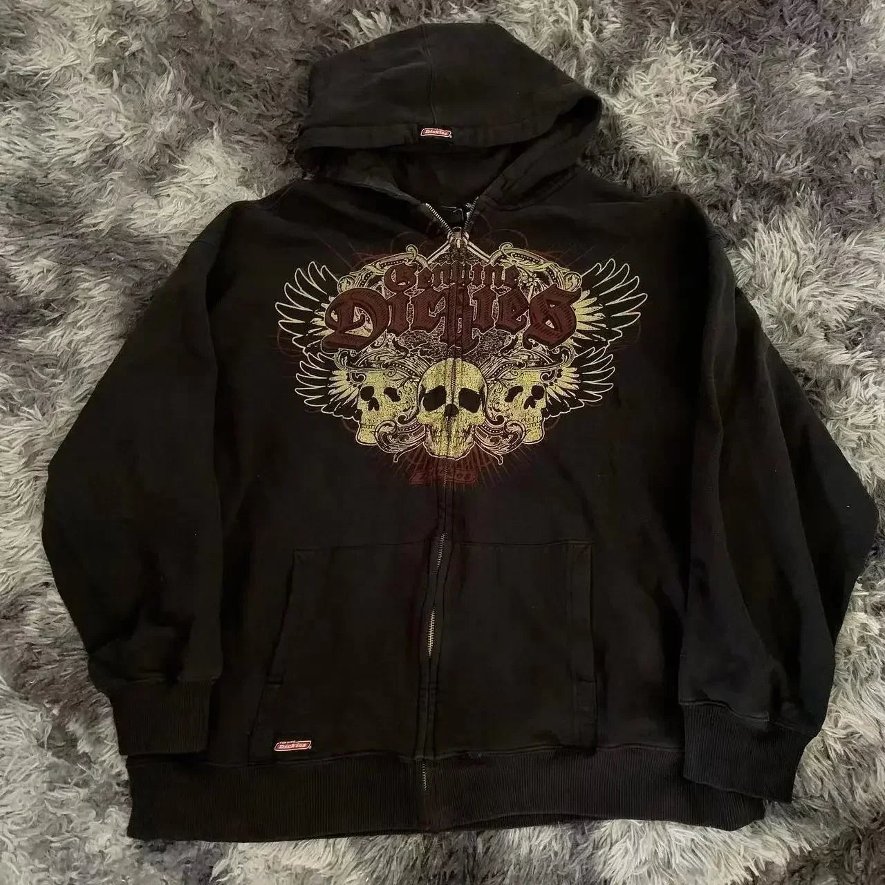 Vintage 90s Style Zip-Up Hoodie, Unisex Oversized Harajuku Streetwear Jacket with Long Sleeves