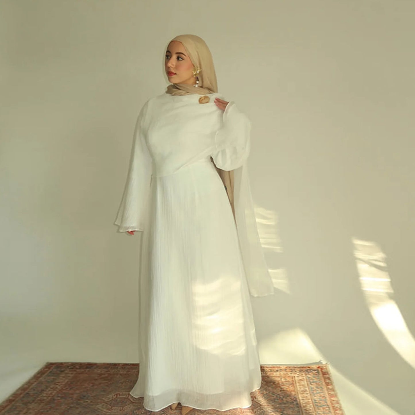 Women’s Two-Piece Modest Cardigan Set – Elegant Middle East Islamic Abaya Dress for Ramadan & Eid