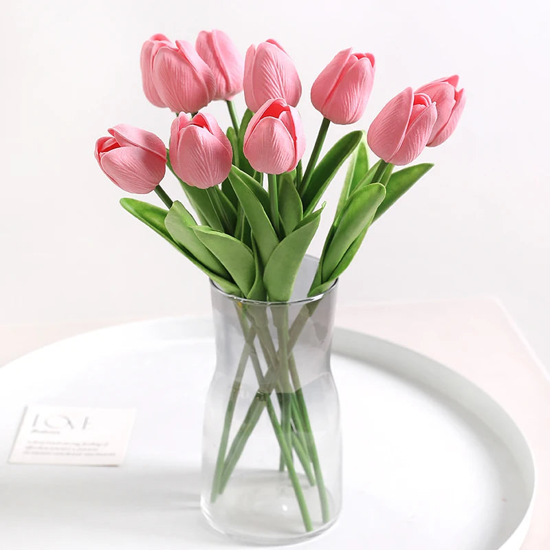 10Pcs Of Artificial Plant Tulip Soft Pole Room Dining Table Decoration Wedding Party Garden DIY Christmas Anniversary Decor