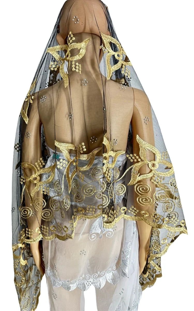 Women's Embroidered Voile Hijab Scarf