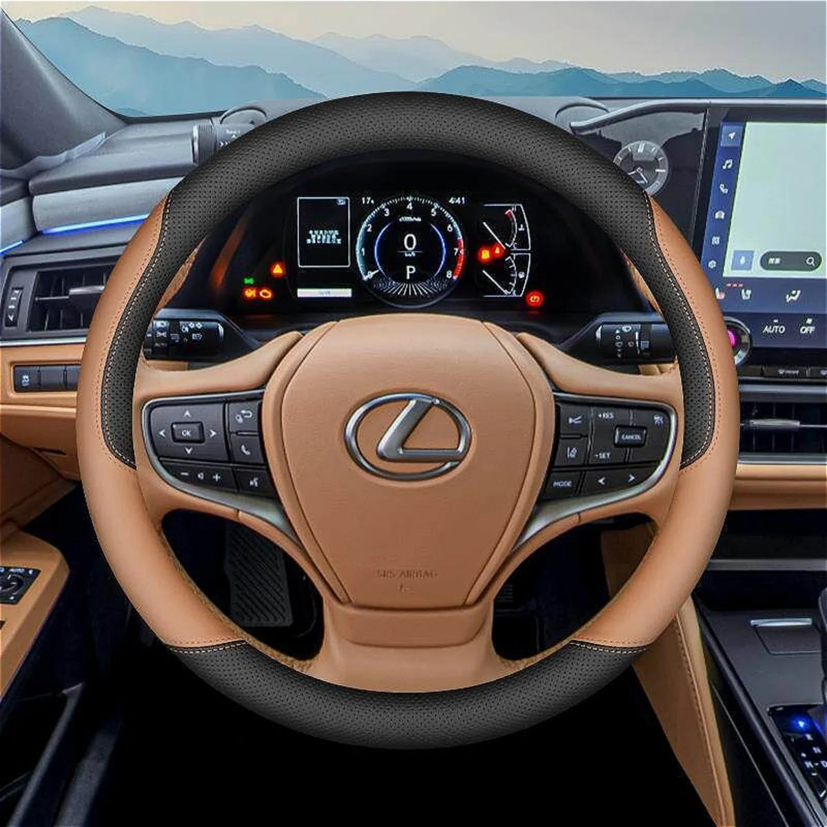 Faux Leather Steering Wheel Cover for 37–38 cm Wheels