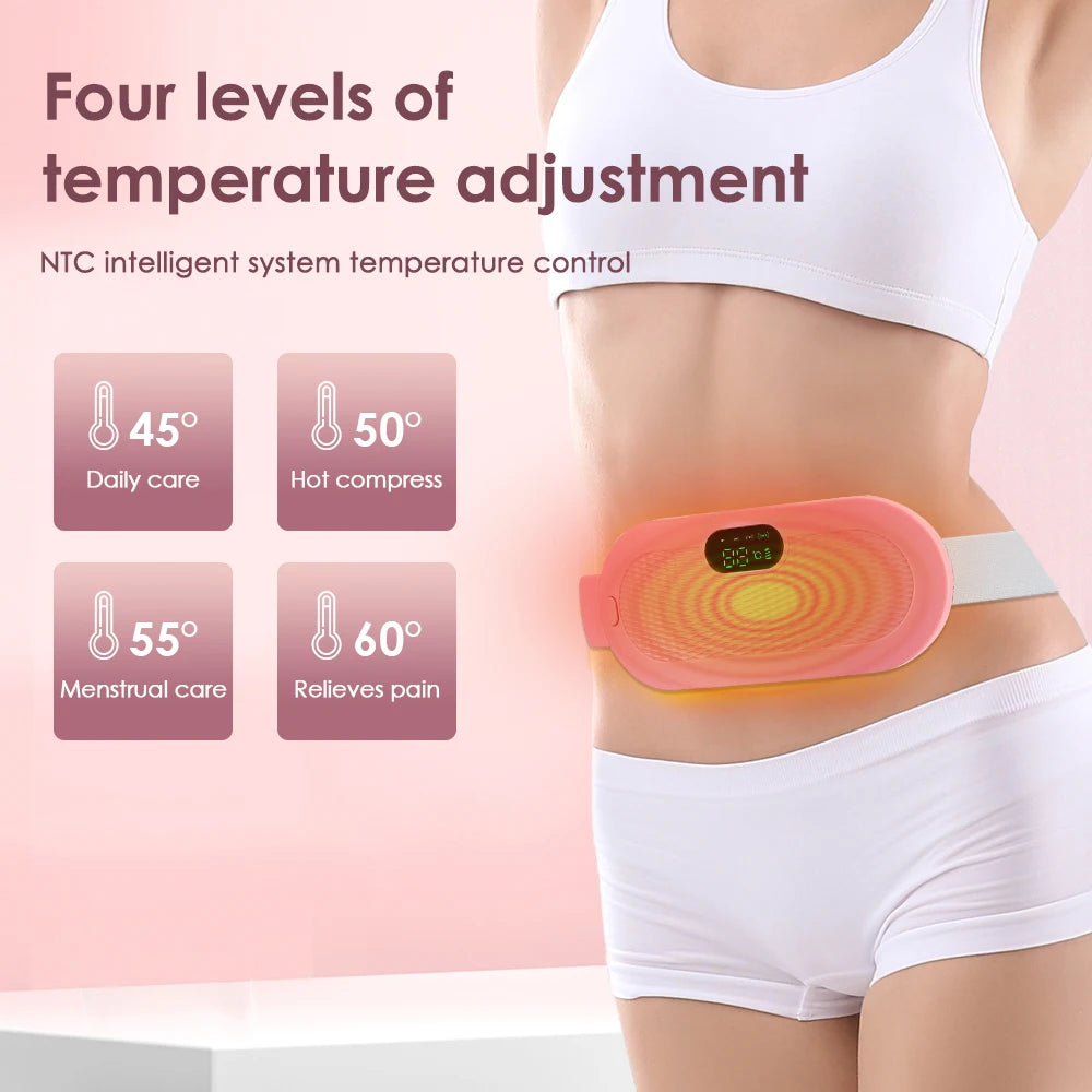 Electric Heating Pad & Menstrual Cramp Massager Belt – Vibration & Heat Therapy for Period Pain Relief