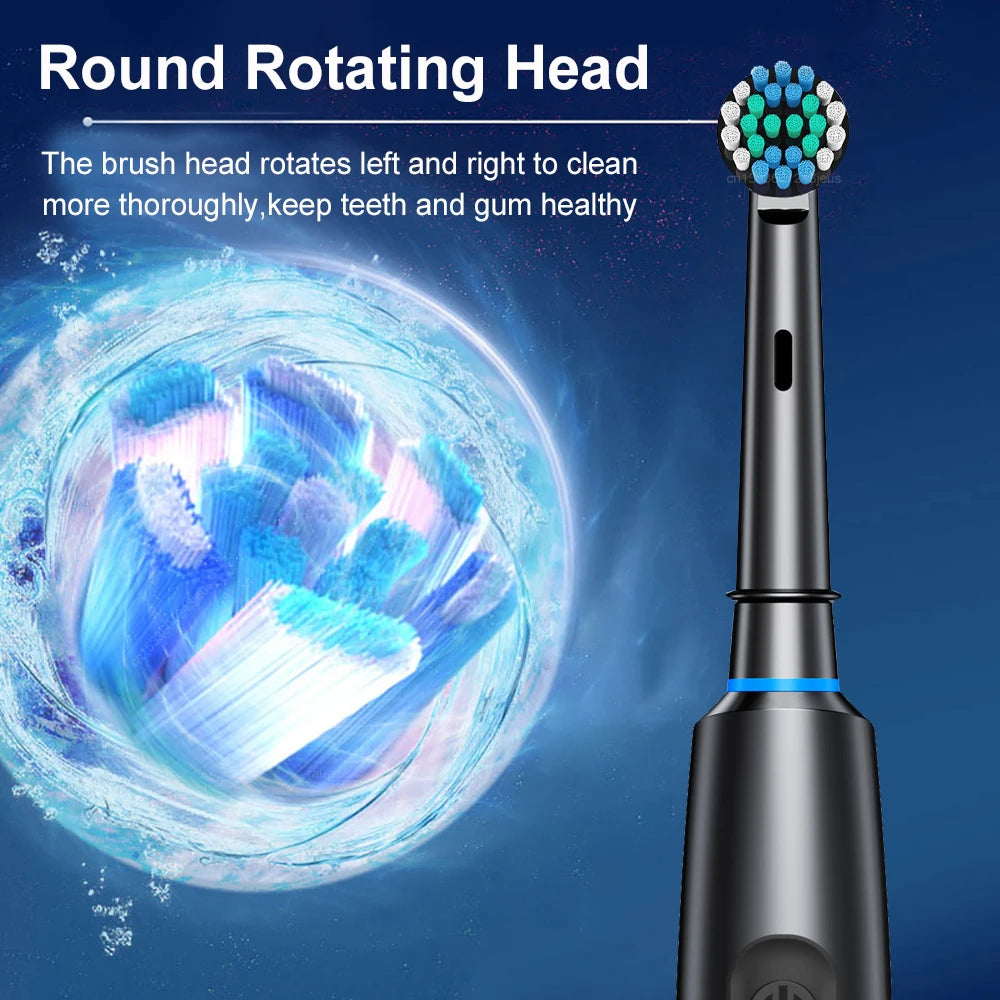 Rechargeable Rotating Electric Toothbrush for Adults, Deep Cleaning, 8 Soft Replacement Brush Heads Included