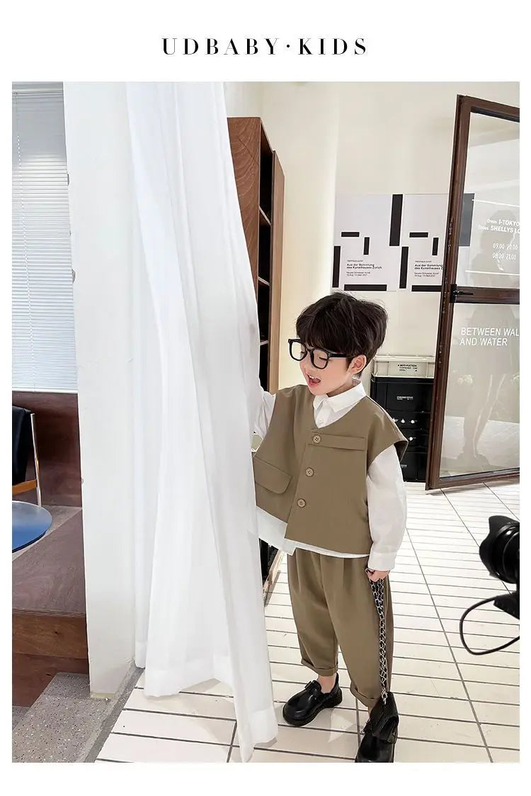 Boys 3-Piece Streetwear Clothing Set — Vest, Top & Pants