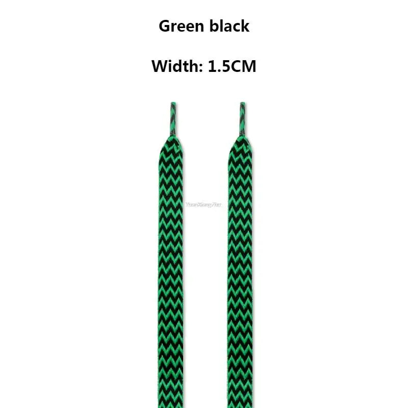Flat Wavy Shoelaces for Sneakers – Trendy Wide Replacement Shoe Laces for Casual, Sport & Streetwear Shoes (1.5cm / 2cm / 3cm Widths)