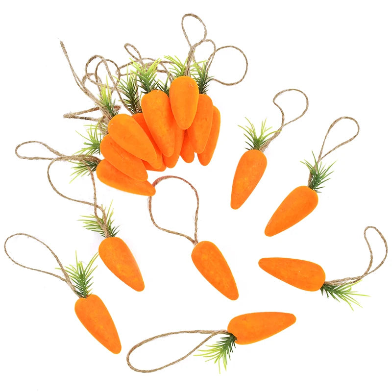 10pcs Easter Carrots Ornament Decorations For Home DIY Foam Carrot Hanging Pendant Spring Easter Party Supplies Kids Toys Gift