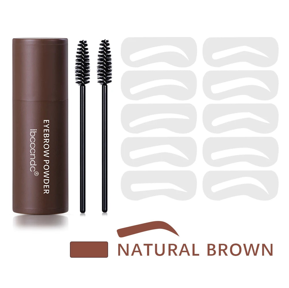 ibcccndc Eyebrow Stamp Powder Kit with 10 Stencils and 2 Brushes