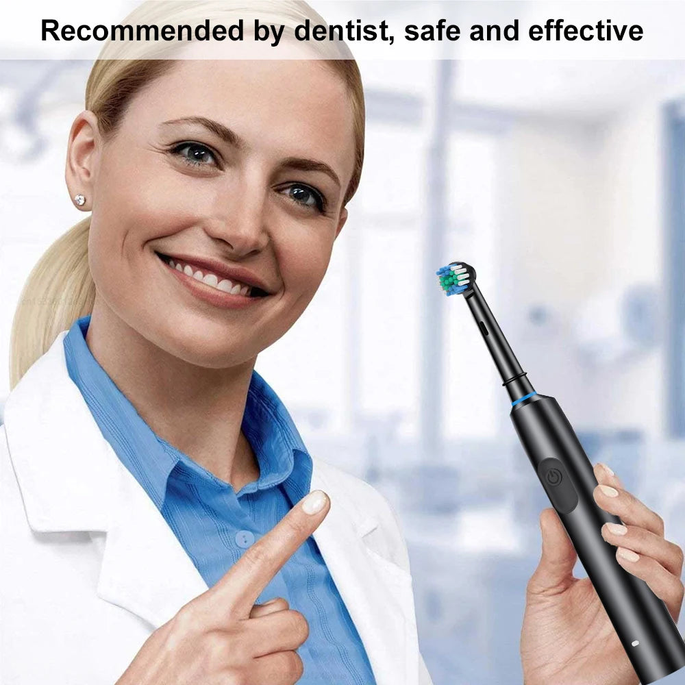 Rechargeable Rotating Electric Toothbrush for Adults, Deep Cleaning, 8 Soft Replacement Brush Heads Included