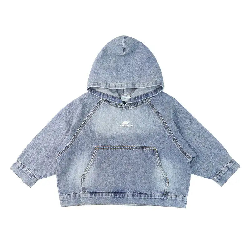 Jacket Hoodies + Jeans 2 Pcs Set Autumn Spring Vintage Children’s Clothing Boy Denim Hole Pants Kids Hooded Pullover Top