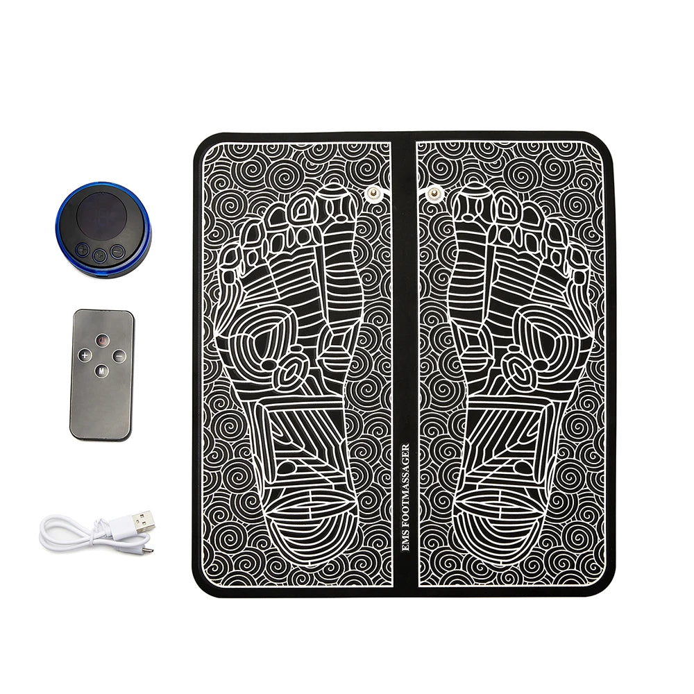Electric Foot Massager Pad – EMS Pulse Muscle Stimulation Device for Pain Relief and Relaxation