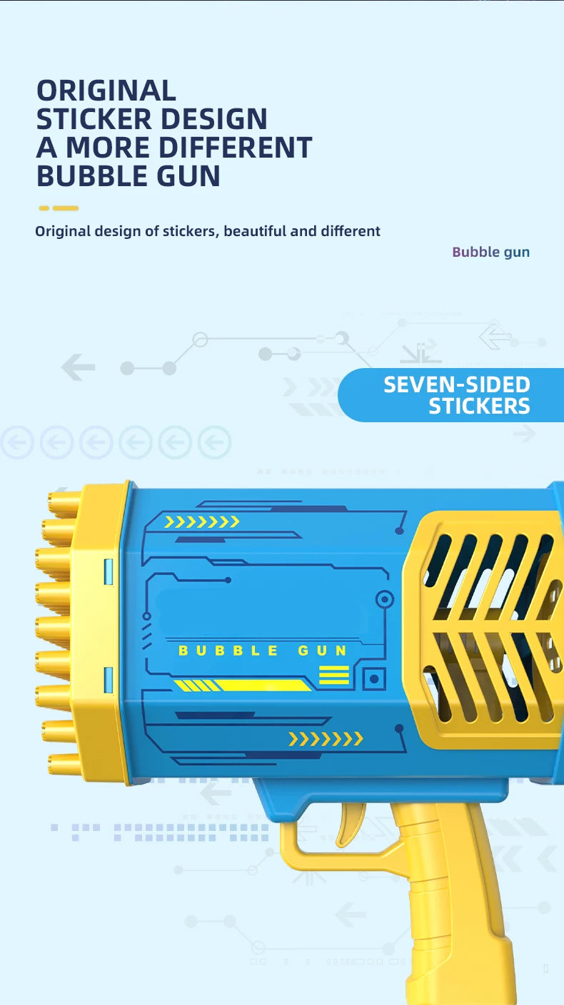 Automatic 69-Hole Bubble Gun Machine with Lights – Soap Bubble Blower Toy for Kids