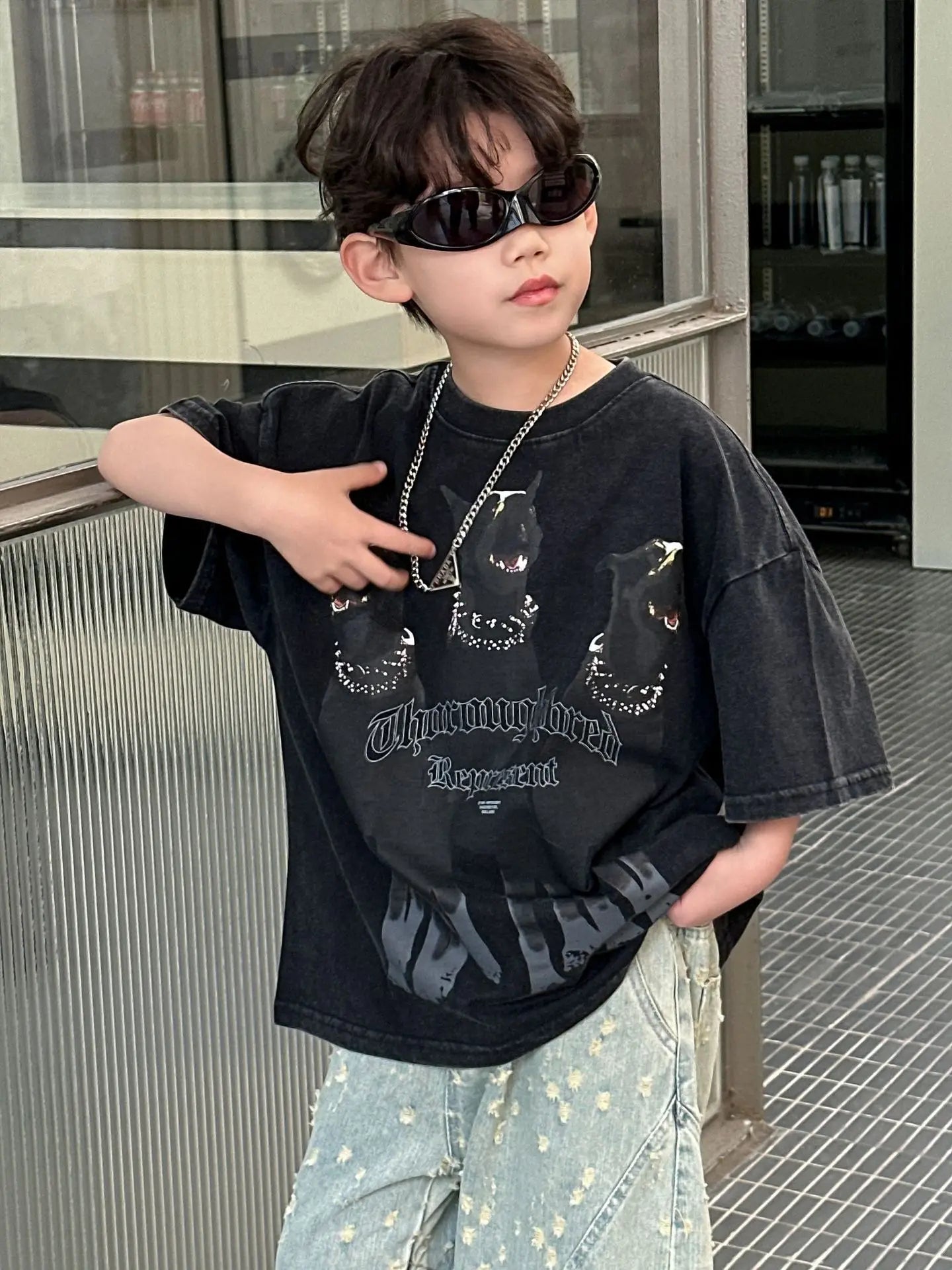 Boys Stylish Casual Jeans Trousers – Spring Solid Color Loose Fit Kids Pants