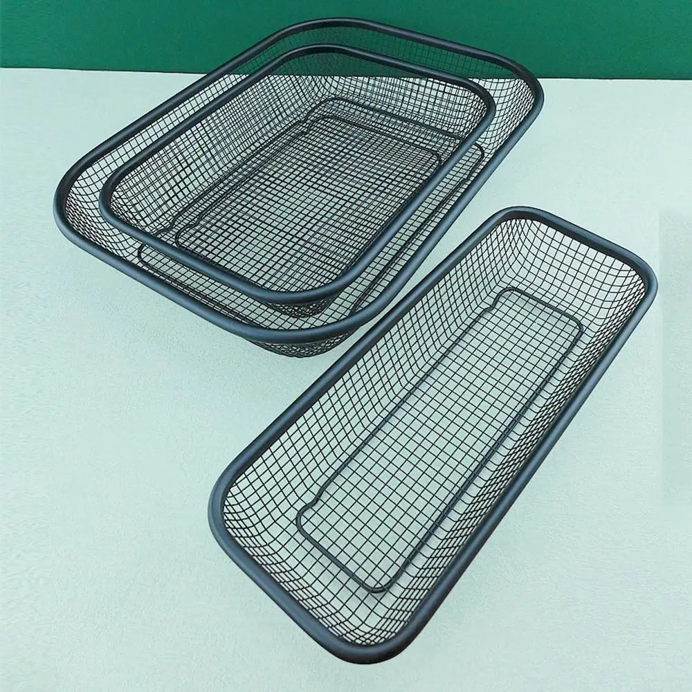 Stainless Steel Square Mesh Drain Basket Drain Basket 3 Size Vegetable Washing Basin Hollow Out Space-saving