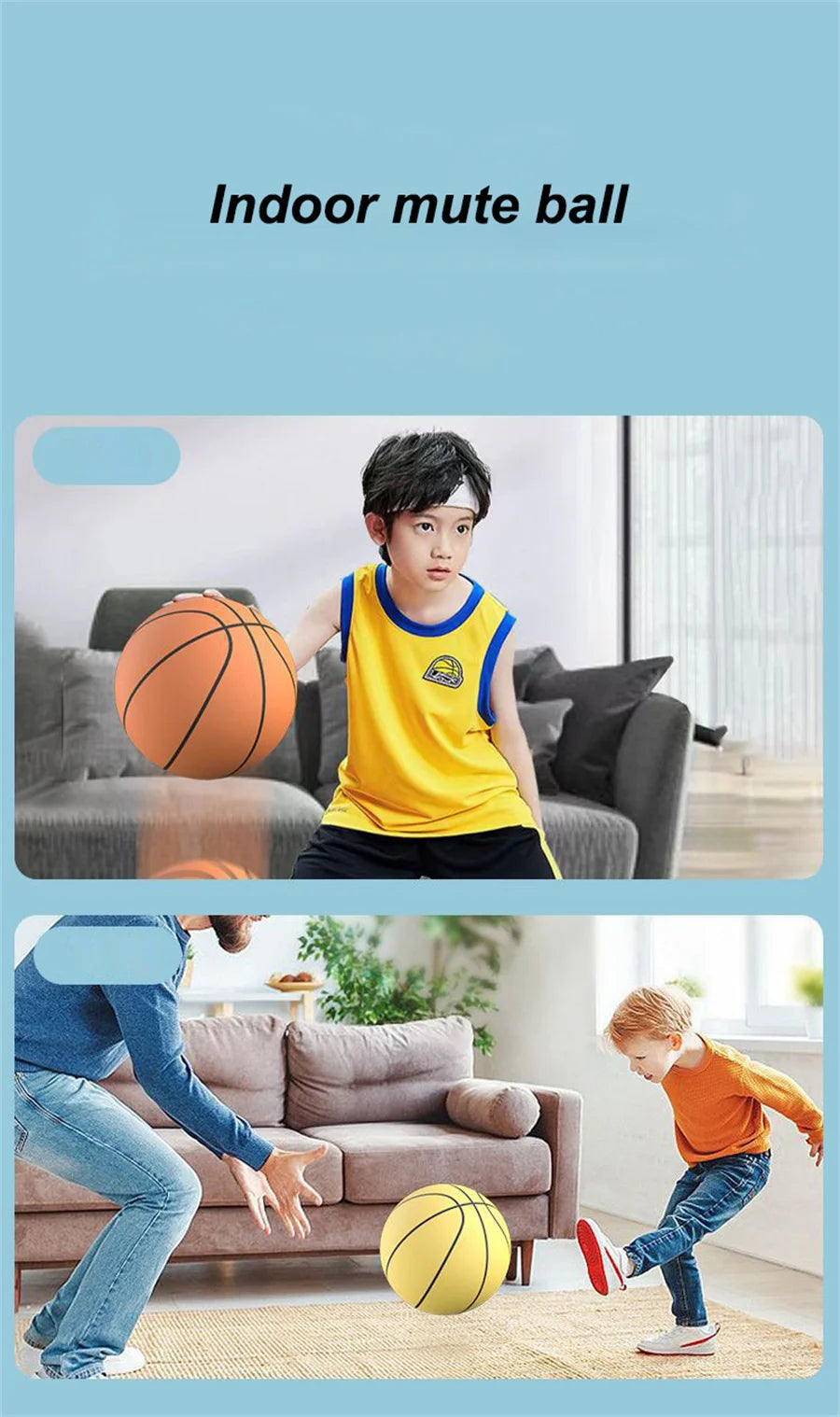 Silent Foam Basketball – Soft No-Noise Indoor Practice Ball (Sizes 3/5/7)