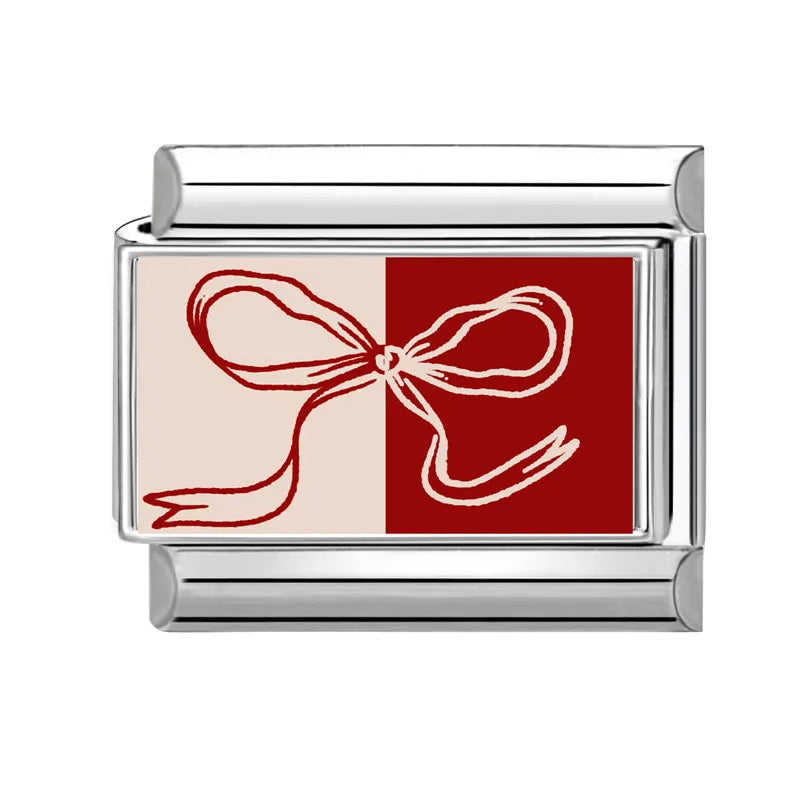 DIY Italian Charm Bracelet – Black & Red Cat Eye, Heart & Stripe Charms, 9mm Stainless Steel